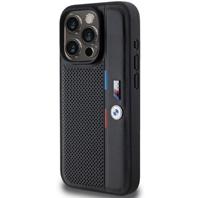 Чохол BMW M Perforated Tricolor Detail Line для iPhone 15 Pro Black (BMW000784-0)