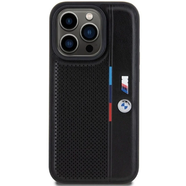 Чохол BMW M Perforated Tricolor Detail Line для iPhone 15 Pro Black (BMW000784-0)