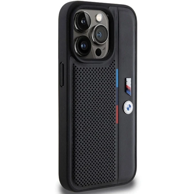 Чохол BMW M Perforated Tricolor Detail Line для iPhone 15 Pro Black (BMW000784-0)