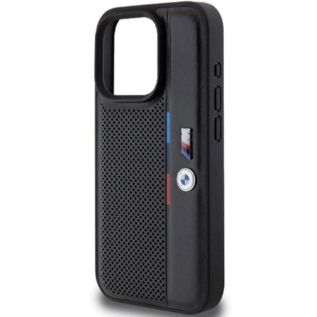 Чохол BMW M Perforated Tricolor Detail Line для iPhone 15 Pro Black (BMW000784-0)