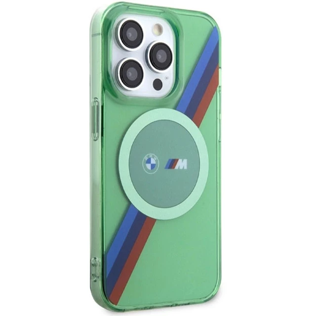 Чохол BMW M Tricolor Stripes для iPhone 15 Pro Green with MagSafe (BMW000813-0)
