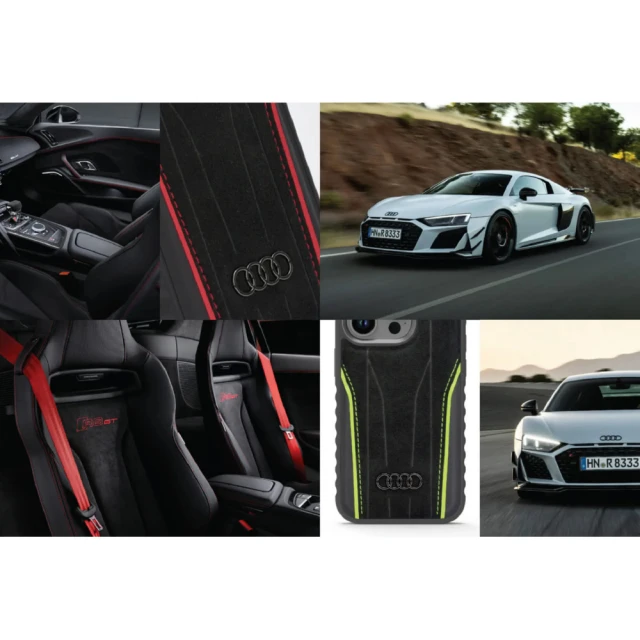 Чохол Audi Genuine Leather для iPhone 14 Pro Max Black/Red with MagSafe (AU-TPUPCMIP14PM-R8/D3-RD)