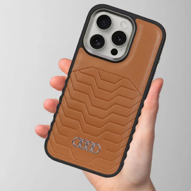 Чехол Audi Synthetic Leather для iPhone 14 Pro Max Brown with MagSafe (AU-TPUPCMIP14PM-GT/D3-BN)