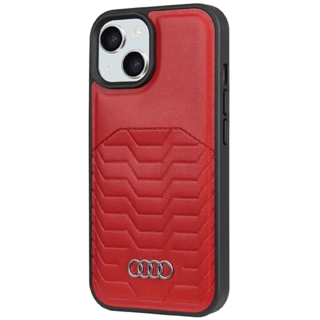 Чохол Audi Synthetic Leather для iPhone 15 | 14 | 13 Red with MagSafe (AU-TPUPCMIP15-GT/D3-RD)