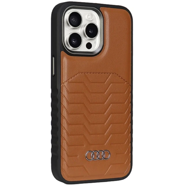 Чохол Audi Synthetic Leather для iPhone 15 Pro Brown with MagSafe (AU-TPUPCMIP15P-GT/D3-BN)