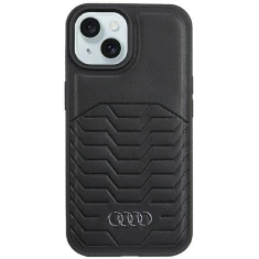 Чохол Audi Synthetic Leather для iPhone 15 Plus | 14 Plus Black with MagSafe (AU-TPUPCMIP15M-GT/D3-BK)