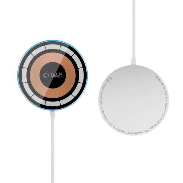 Бездротовий зарядний пристрій Tech-Protect A30 15W 1m Silver with MagSafe (5906302308316)