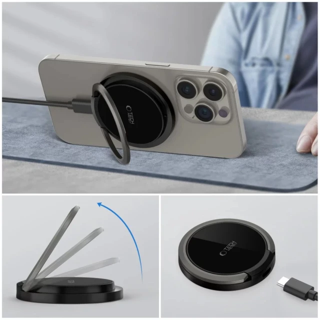 Бездротовий зарядний пристрій Tech-Protect QI15W-A33 15W with MagSafe Black (5906302308347)