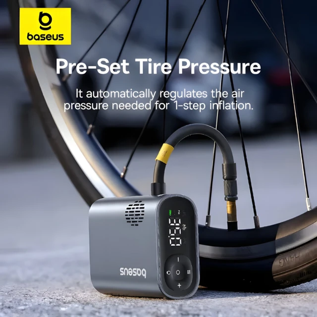Велокомпресор Baseus PrimeTrip Series Portable Bike Pump 1750mAh 45W Black (C11169000121-00)