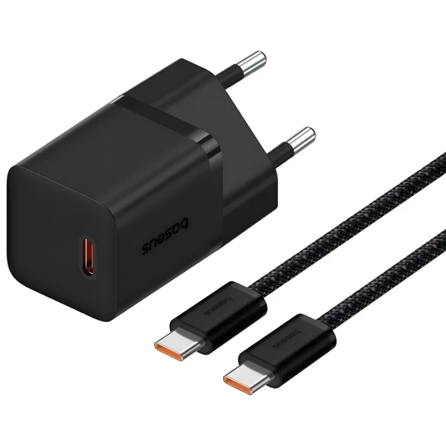 Мережевий зарядний пристрій Baseus GaN5 Mini PD/QC 30W USB-C with USB-C to USB-C Cable 1 m Cluster Black (P10110902113-00)
