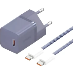 Мережевий зарядний пристрій Baseus GaN5 Mini PD/QC 30W USB-C with USB-C to USB-C Cable 1 m Midnight Purple (P10110902523-00)