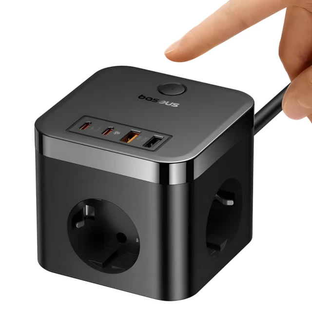 Мережевий подовжувач Baseus Power Combo Cube Power Strip 3хAC | 2xUSB-A | 2xUSB-C 30W 1.5 m Black (E00066400117-00)