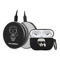 Чехол Karl Lagerfeld Iconic для AirPods Pro Black + Power Bank Iconic 2000 mAh Black (KLBPPBOAPK)