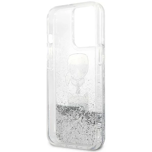 Чохол Karl Lagerfeld Saffiano Iconic Karl and Choupette Head для iPhone 13 Pro Silver (KLHCP13LKICGLS)