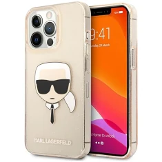 Чохол Karl Lagerfeld Glitter Karl's Head для iPhone 13 Pro Gold (KLHCP13LKHTUGLGO)