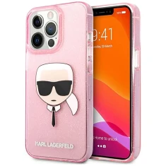 Чохол Karl Lagerfeld Glitter Karl's Head для iPhone 13 Pro Pink (KLHCP13LKHTUGLP)