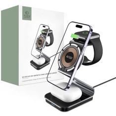 Бездротовий зарядний пристрій Tech-Protect 15W-A29 Magnetic 3-in-1 Black with MagSafe (9490713935774)