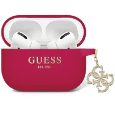 Чохол для навушників Guess Liquid Silicone Glitter Triangle Charm для AirPods Pro 2 Magenta (GUAP2LECG4M)