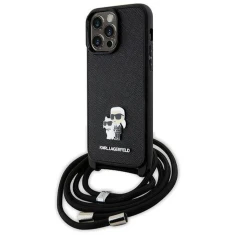 Чохол Karl Lagerfeld Crossbody Saffiano Metal Pin Karl & Choupette для iPhone 14 Pro Max Black (KLHCP14XSAKCPSK)