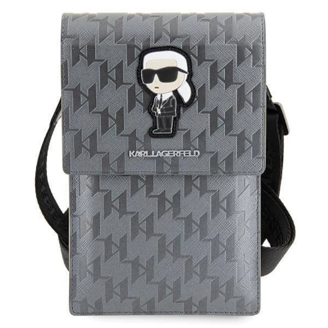 Чохол-сумка Karl Lagerfeld Saffiano Monogram Ikonik (Bag) 18.5 х 12 х 2cm Silver (KLWBSAKHPKG)