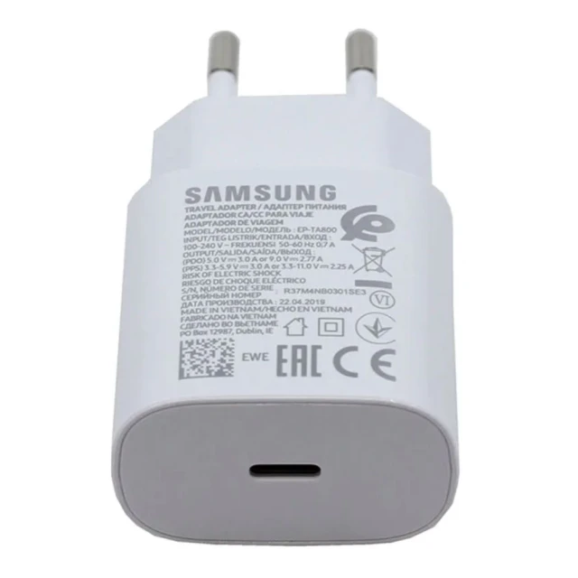 Мережевий зарядний пристрій Samsung 25W USB-C White (8596311076381)