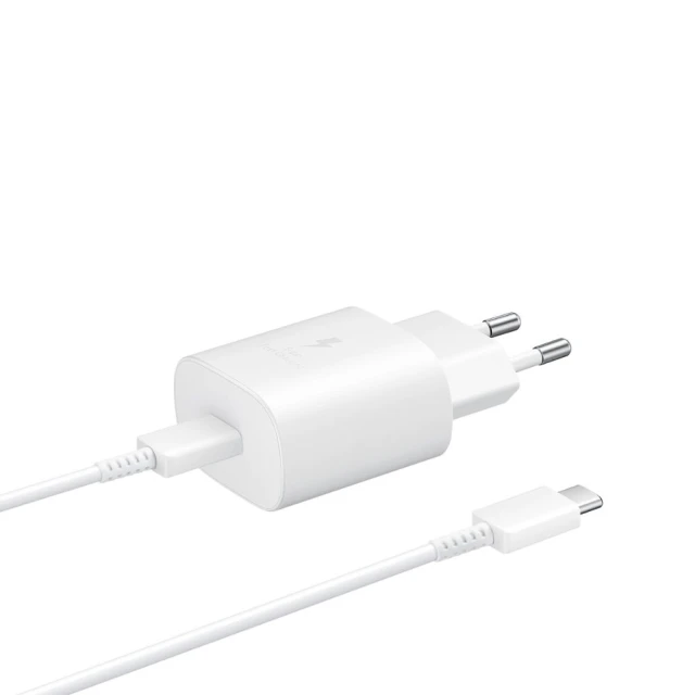Мережевий зарядний пристрій Samsung 25W USB-C with USB-C to USB-C Cable White (8596311206221)