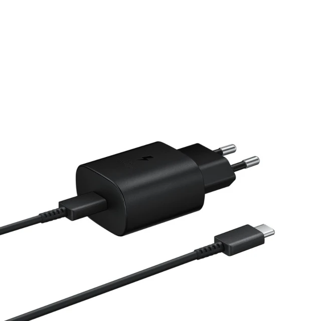 Мережевий зарядний пристрій Samsung 25W USB-C with USB-C to USB-C Cable Black (8596311206238)