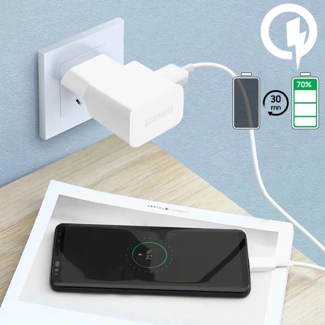 Мережевий зарядний пристрій Samsung 15W USB-A with USB-A to USB-C Cable White (8596311080760)