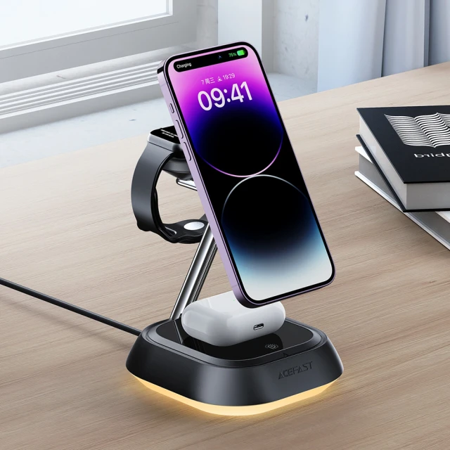 Бездротовий зарядний пристрій Acefast 3-in-1 15W Black (E16)