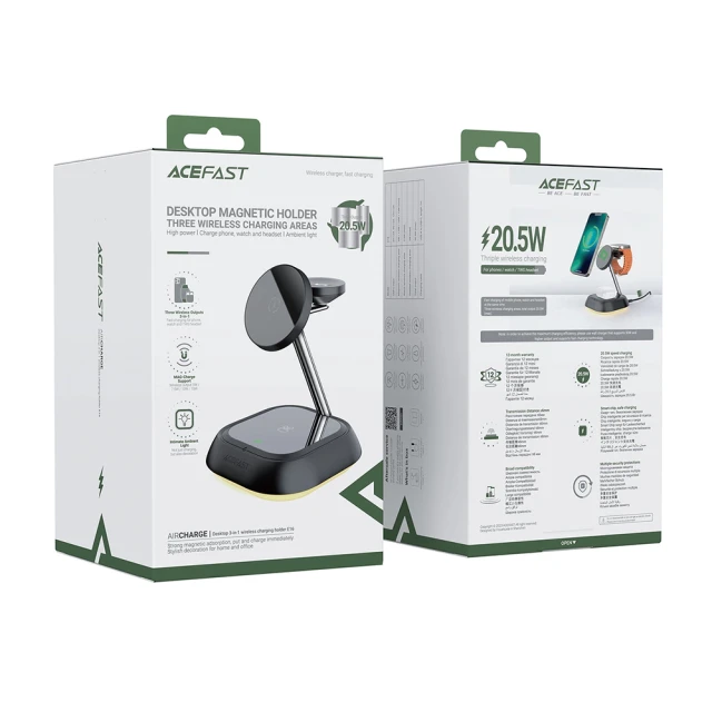 Бездротовий зарядний пристрій Acefast 3-in-1 15W Black (E16)