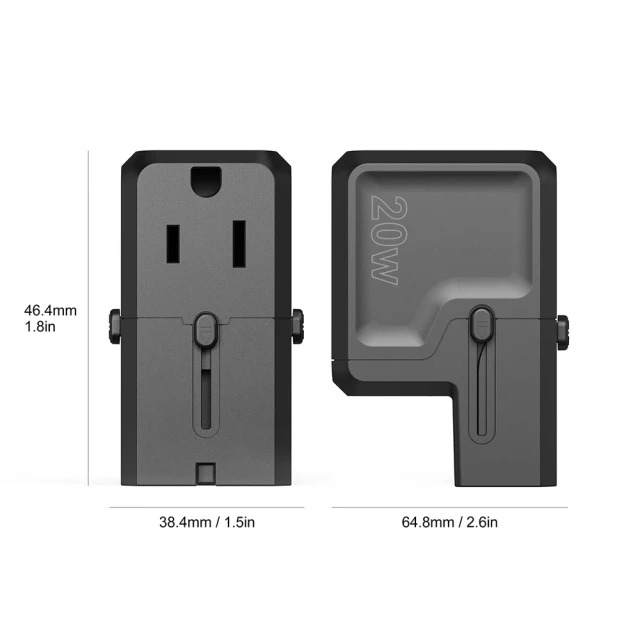 Мережевий зарядний пристрій Choetech PD US | EU | UK | AU 20W USB-A | USB-C Black (PD6038)