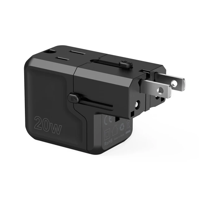 Мережевий зарядний пристрій Choetech PD US | EU | UK | AU 20W USB-A | USB-C Black (PD6038)