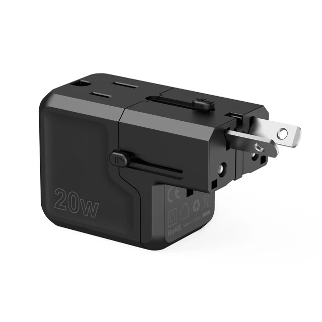 Мережевий зарядний пристрій Choetech PD US | EU | UK | AU 20W USB-A | USB-C Black (PD6038)