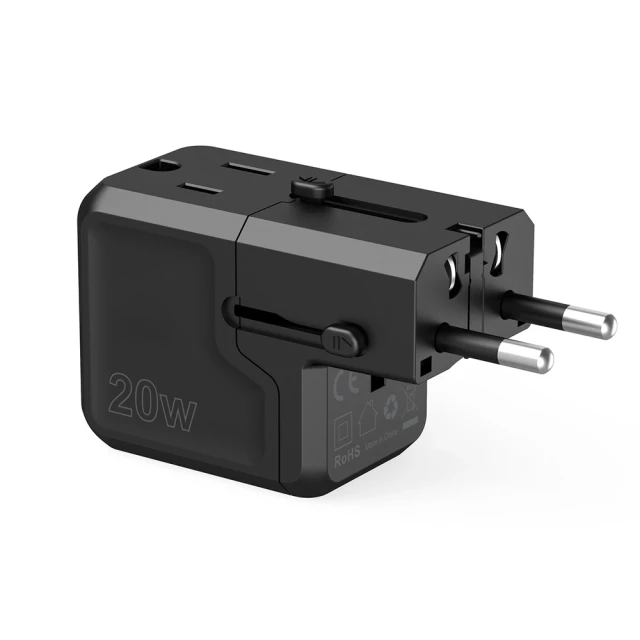 Мережевий зарядний пристрій Choetech PD US | EU | UK | AU 20W USB-A | USB-C Black (PD6038)