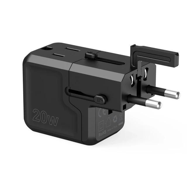 Мережевий зарядний пристрій Choetech PD US | EU | UK | AU 20W USB-A | USB-C Black (PD6038)