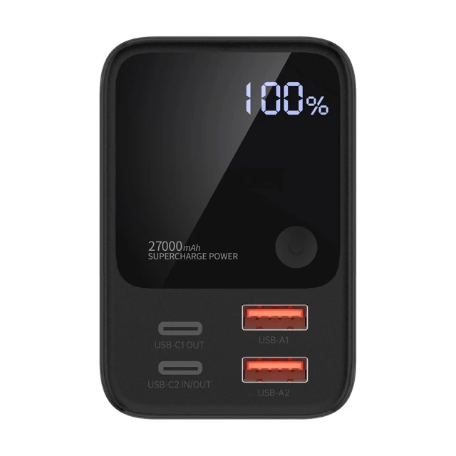 Портативний зарядний пристрій Choetech 2xUSB-A | 2xUSB-C 22.5W 27000 mAh Black (B635BK)