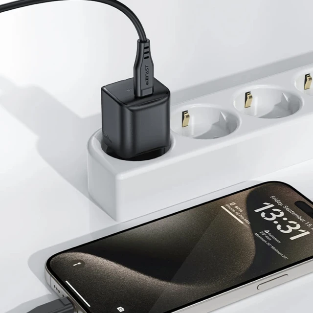 Мережевий зарядний пристрій Acefast GaN Mini PD 20W USB-C Black (A73)