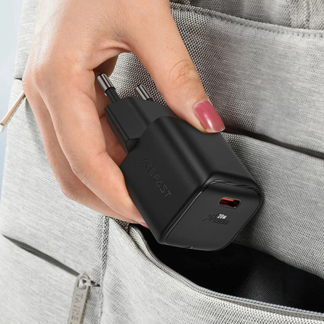Мережевий зарядний пристрій Acefast GaN Mini PD 20W USB-C Black (A73)