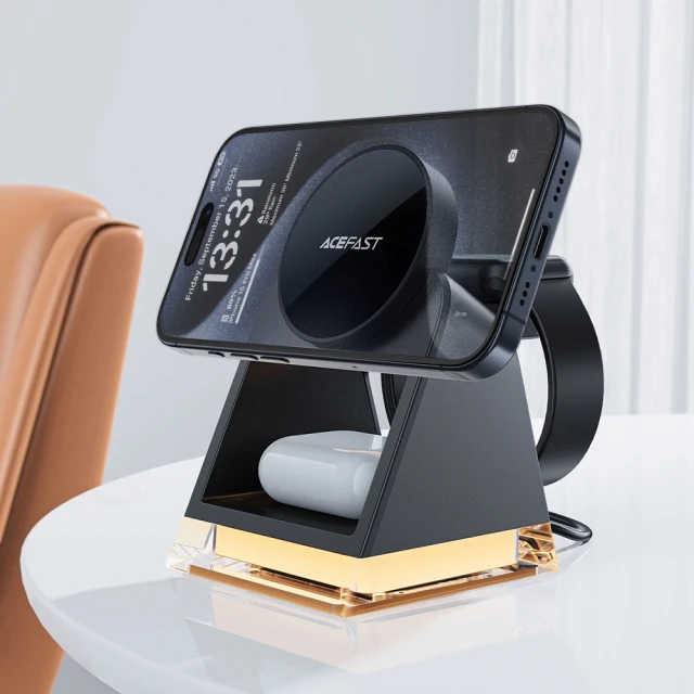 Бездротовий зарядний пристрій Acefast 3-in-1 20W Black with MagSafe (E17)