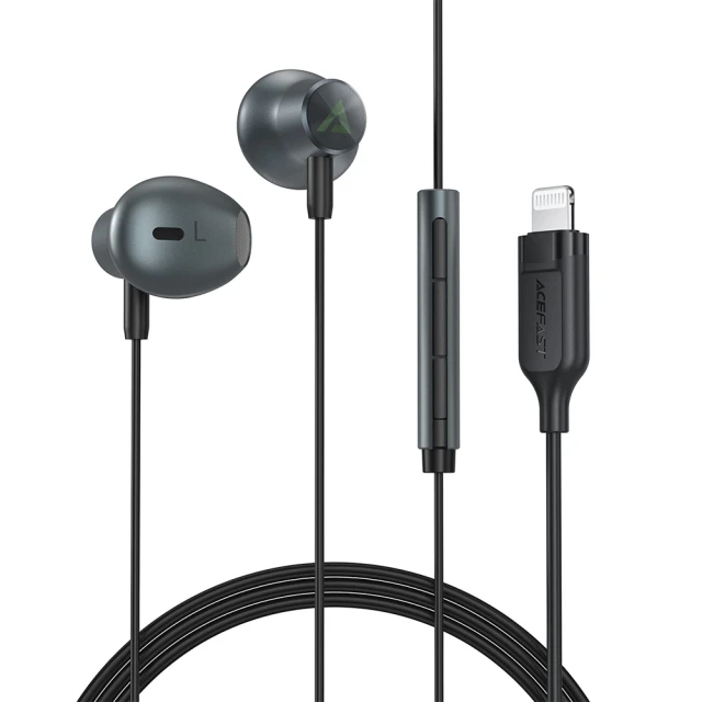 Наушники Acefast Earphones For Lightning Cable 1.2m Black (L1)
