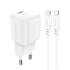 Мережевий зарядний пристрій Acefast GaN Mini 20W USB-C with Type-C to Type-C Cable White (A73_W)