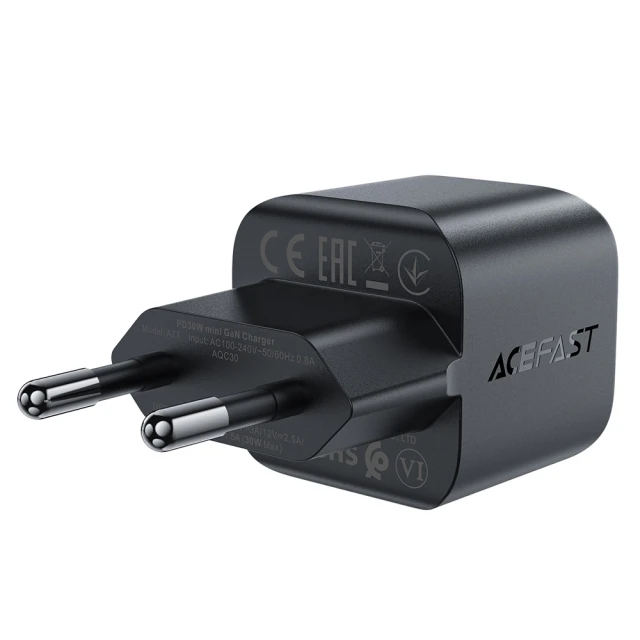Мережевий зарядний пристрій Acefast GaN PD 30W USB-C Black (A77)