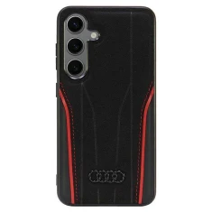 Чохол Audi Genuine Leather для Samsung Galaxy S24 (S921) Black Red with MagSafe (AU-TPUPCS24-R8/D3-RD)