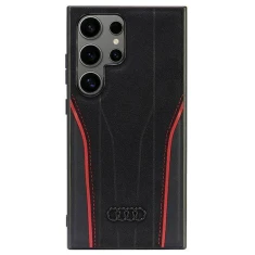 Чехол Audi Genuine Leather для Samsung Galaxy S24 Ultra (S928) Black Red with MagSafe (AU-TPUPCS24U-R8/D3-RD)