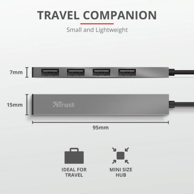 USB-хаб Trust Halyx Aluminium USB-А 4 Port Black (23786_TRUST)