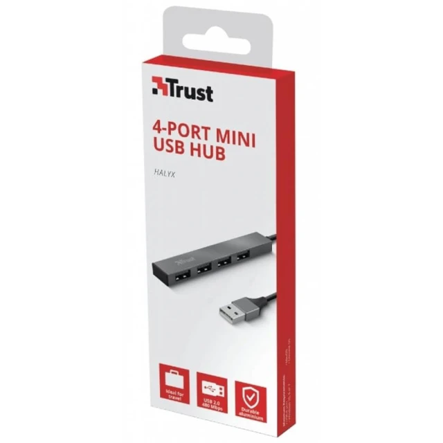 USB-хаб Trust Halyx Aluminium USB-А 4 Port Black (23786_TRUST)