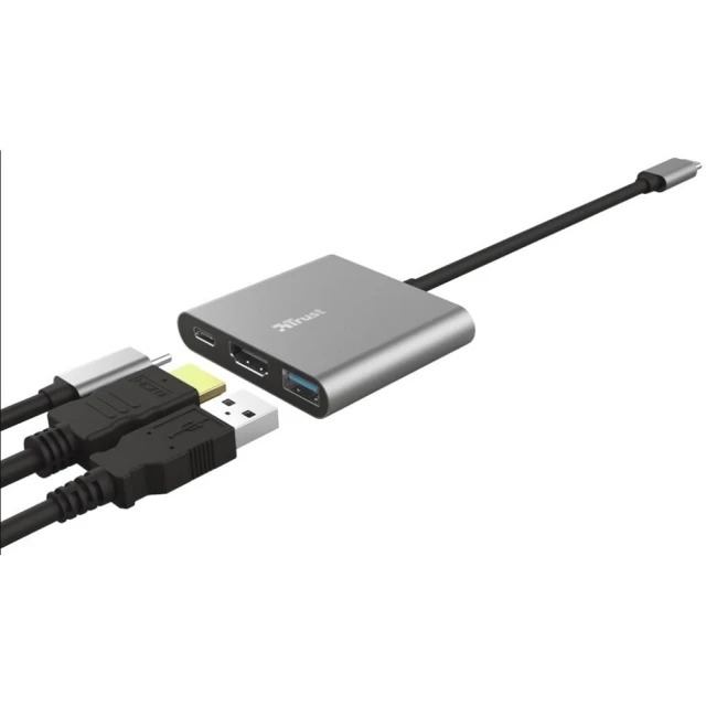 USB-хаб Trust Dalyx Aluminium 3-in-1 Multiport USB-C Gray (23772_TRUST)