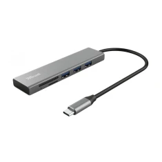 USB-хаб Trust Halyx Fast Aluminium 3 USB Card Reader USB-C Gray (24191_TRUST)