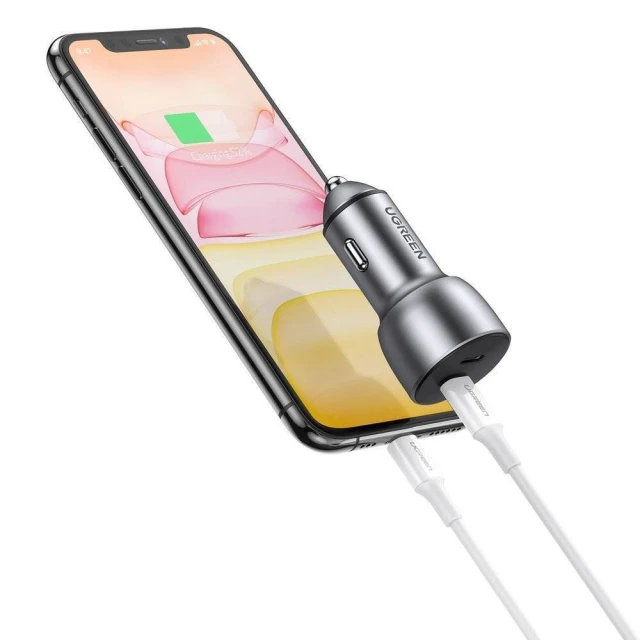 Автомобільний зарядний пристрій Ugreen Quick Charge 2x USB Type-C FCP AFC 36W 3A Gray (UGR1331GRY)