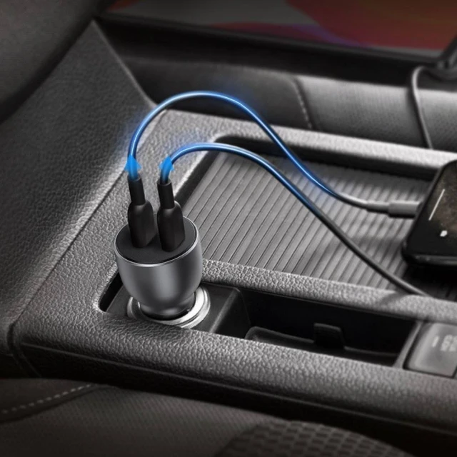 Автомобільний зарядний пристрій Ugreen Quick Charge 2x USB Type-C FCP AFC 36W 3A Gray (UGR1331GRY)